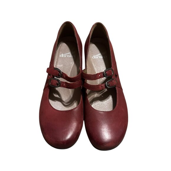 Dansko Flynn Red Mary Jane Shoes Round Toe Double Buckle Size 37 6.5 Women's - Picture 4 of 12